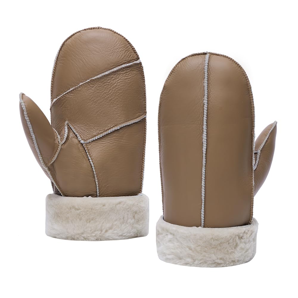 Damen Fingerlose Schaffell Autofahrer Lederhandschuhe Rock P