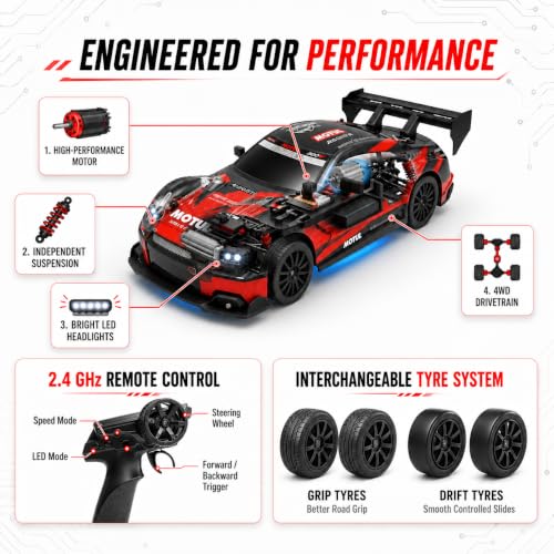 Flytek RC Drift Car 4x4 Red लाल - Image 6