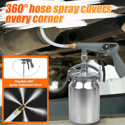 Image of Undercoating Spray Gun with Suction Feed Cup, 360 Flexible Wand & Filter Screen Cover & Air Pressure Regulator - Rubberized Coating Sprayer for Truck Bed Liner, Rust Proofing, and Chassis Protection