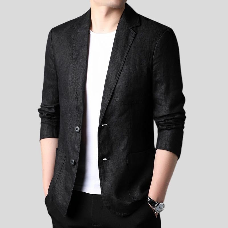 Blazer en lin homme coupe ajustée veste légère à boutons - 5