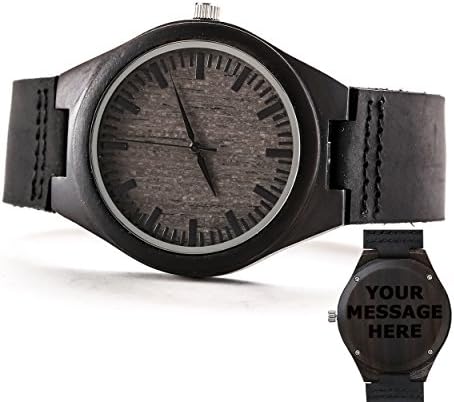 FamgemCustom Men Engraved Wooden Watches Personalized Leather Strap Casual Wristwatch by Famgem