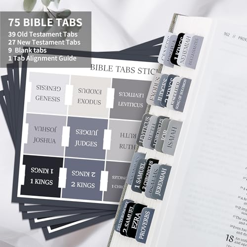 Image of Taja Bible Tabs, 75 Large Print Index Tabs for Women & Men