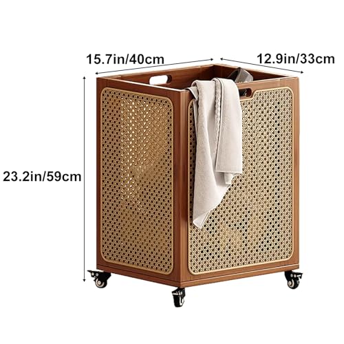 Panier à linge tissé mobile bac de rangement maison roulettes