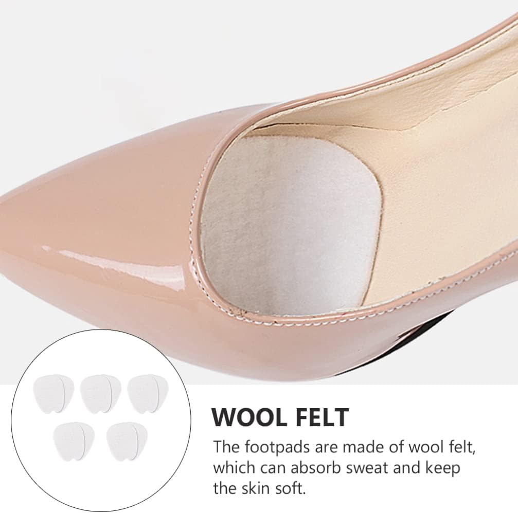 EXCEART Invisible Forefoot Cushion 5 works Shoes Tongue Stick Cushions Thin Felt Forefoot Pads Foot Pain (White) - Image 4