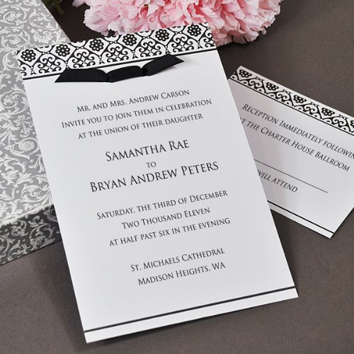 Black & White Damask Invitations Kit