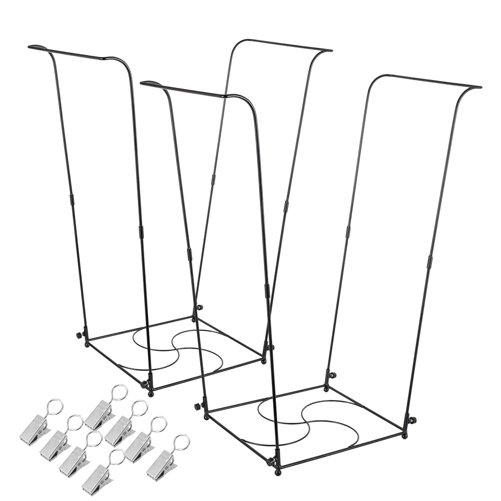 Photo 1 of Stargarden 2 Pack Trash Bag Holder, Garbage Bag Holder, Metal Leaf Bag Holder Stand, Portable Trash Bag Holder for 30-45 Gallon for Lawn, Yard, Camping, Outdoor(S-Shape Base)