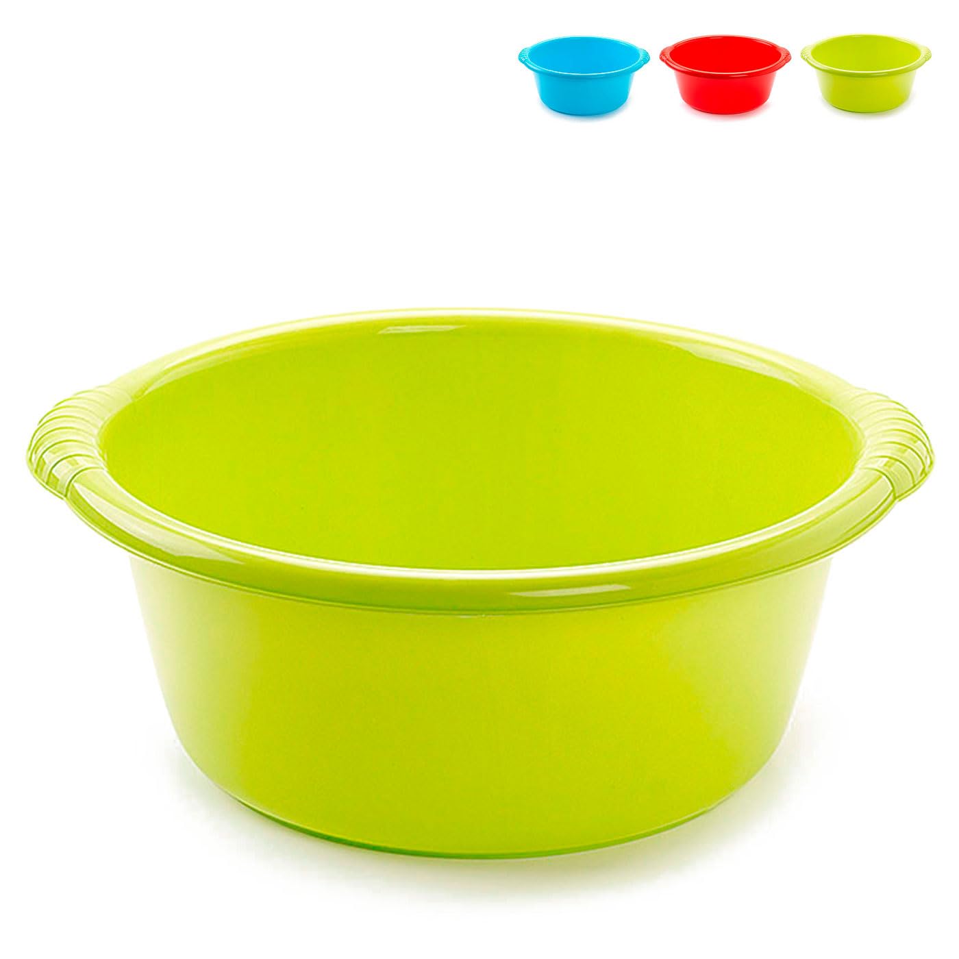 Tradineur - Barreño Redondo de plástico, Cubo, Tina, Multiusos, utensilio de Limpieza, Fabricado en España (Color Aleatorio - 3 litros - Ø 25,5 cm)