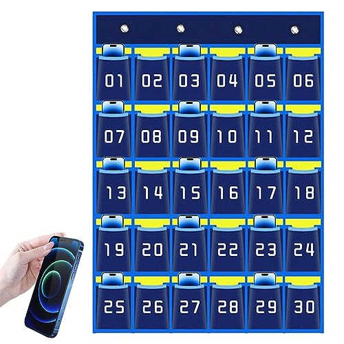 Support de téléphone portable pour salle de classe – Tableau de poche mural numéroté pour articles divers avec crochets – Rangement scolaire et organisation pour...