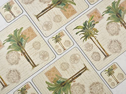 Pimpernel Vintage Palm Study Collection Coasters | Set Of 6 | Cork Backed Board | Heat And Stain Resistant | Drinks Coaster For Tabletop Protection | Measures 4” X 4” #TOP6