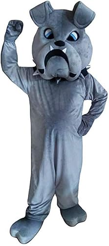 Krister Disfraz de mascota de perro Bulldog gris para adulto