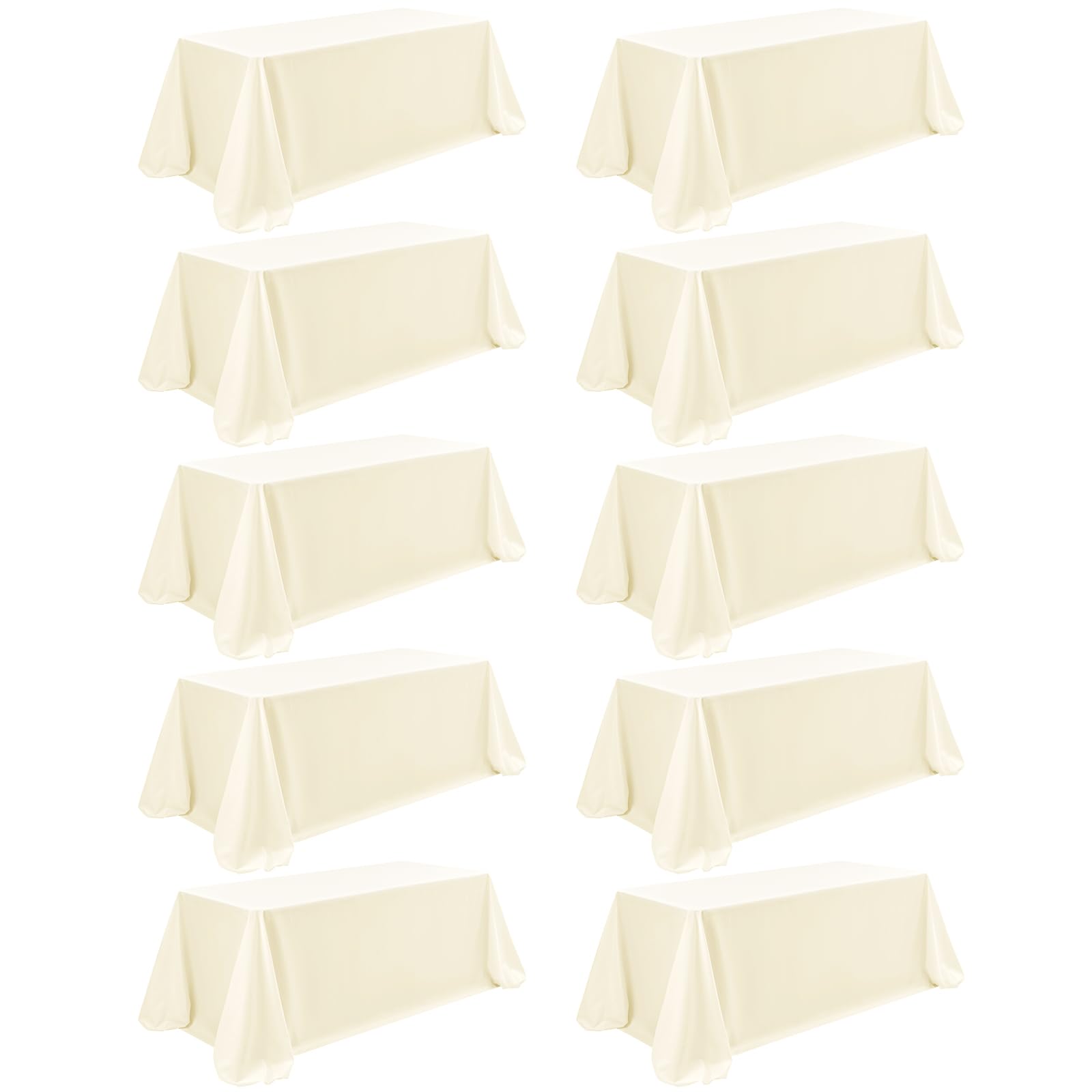10 Pack Beige Table Cloths Rectangle for 8 Foot Tables,90 x 156 Inch Tablecloth,Wrinkle Resistant Washable Fabric Tablecloth,Polyester Table Cover for