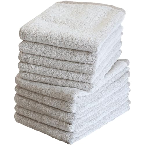 トランパラン 日本製 フェイスタオル 10枚セット 260匁 タオル 泉州タオル 速乾 吸水 ちょうどいい厚み 綿100% まとめ買い (グレージュ)