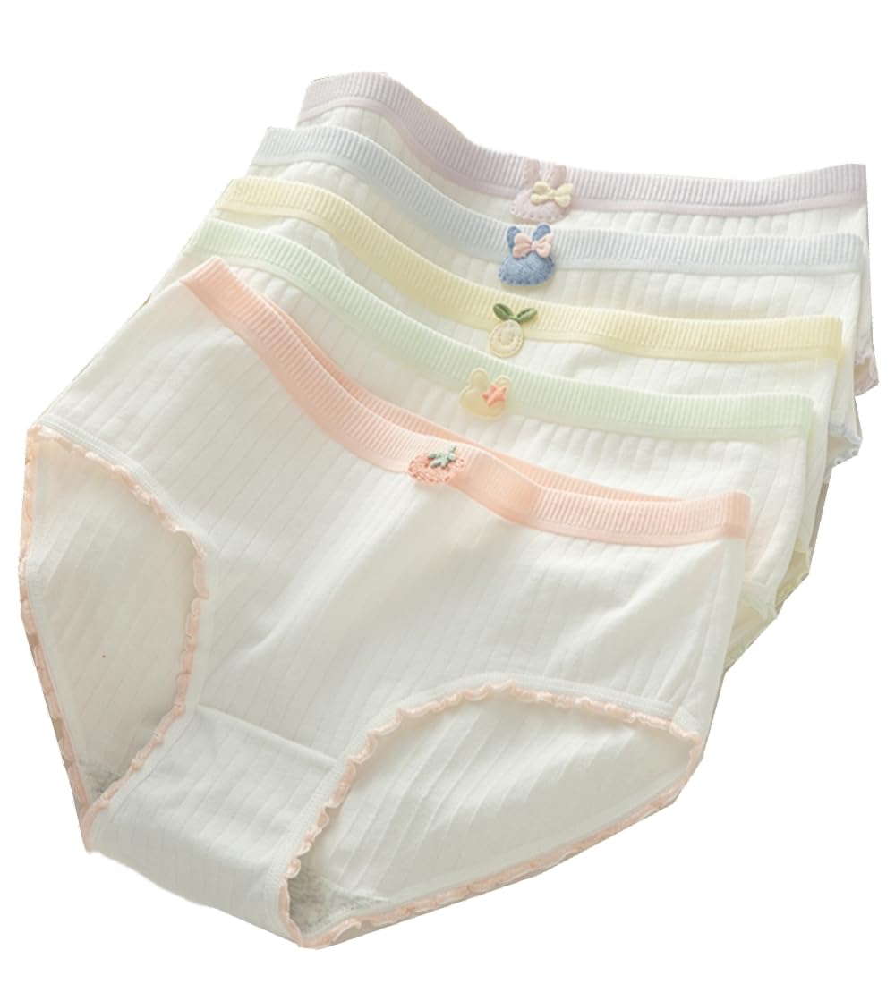 5 Packs Breathable Cotton Kawaii Japanese Schoolgirl Teen Girls Panties Anime Women Lolita Underwear Cute Panty Brief - Medium