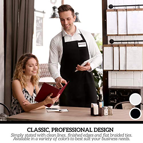 Image of GREEN LIFESTYLE 12 Pack Chef Apron with Pockets - Grilling Aprons for Men, Waterproof Cooking Apron for BBQ, Work or Restaurant Use, Kitchen Aprons for Women with Pockets - White