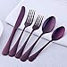 Bisda Purple Silverware Set, 20 Piece Premium 18/8 Stainless Steel Hammered Kitchen Utensil Flatware Cutlery Sets of 4, Mirror Polish, Dishwasher Safe