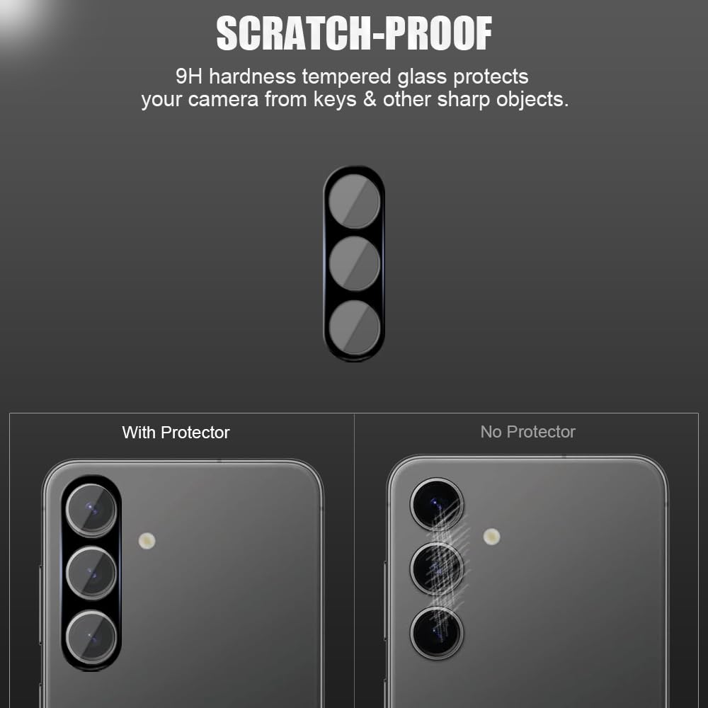 Paquete de 3 protectores de lente de cámara de vidrio templado para Samsung Galaxy S24 Plus 5G (no afecta al flash)