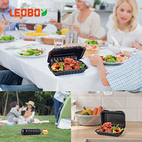 Leobox To Go Containers, 50 Pack Meal Prep Containers 27 Oz Plastic Bpa Free Black Take Out Containers #TOP5