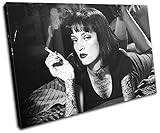 Bold Bloc Design - Pulp Fiction Tattoo Iconic Celebrities 60x40cm Single Canvas Art Print Box Framed Picture Wall Hanging - Hand Made in The UK - Framed and Ready to Hang