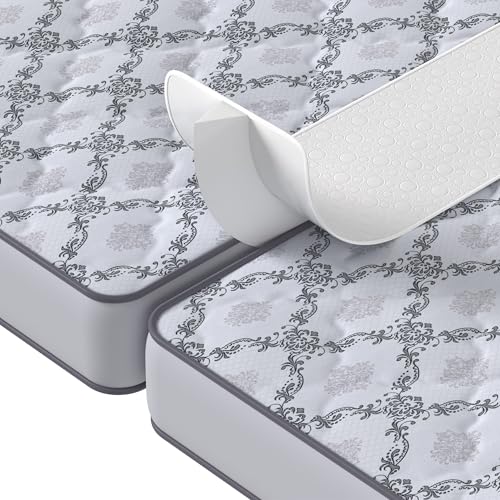 Image of Bed Bridge Twin to King by Insieme - 12 x77 Split King Gap Filler for Adjustable Bed, Twin to King Converter, Hypoallergenic White Fabric, Thin & Strapless