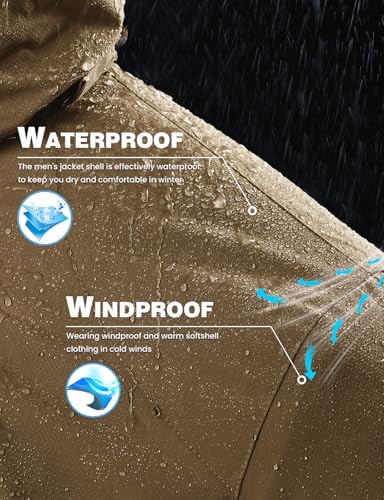 Image of TBMPOY Men's Winter Ski Jacket Waterproof Warm Snow Insulated Coat Fleece Lined Snowboard Hooded Raincoat