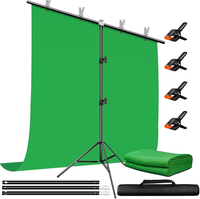 Heysliy Green Screen Background with Stand 2x2M/6.5x6.5Ft,1.5 x2M
