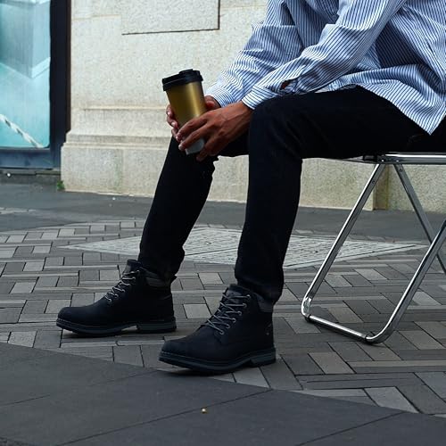 Image of CC-Los Men's Ankle Chukka Work Boots Durable Outdoor Comfort with Anti-Slip Sole Cushioned Support Size Black 11.5