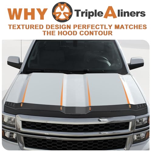 Image of TripleAliners Hood Bug Deflector Protector for 2014-15 Chevy Silverado 1500 | Hood Protector, Bug Deflector Shield Replacement, Flexible TPE Material, Easy to Install, Upgraded adhesion