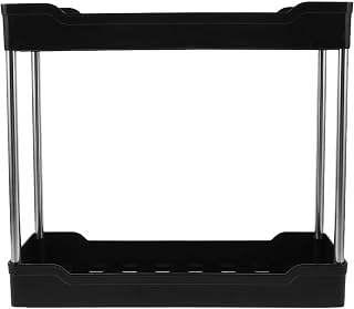 TOYANDONA Countertop Shelf Organizer 2 Tier Standing Shelf Black | PP and Stainless Steel Build, 13.68x11.71x4.91, Modern Minimalist Style
