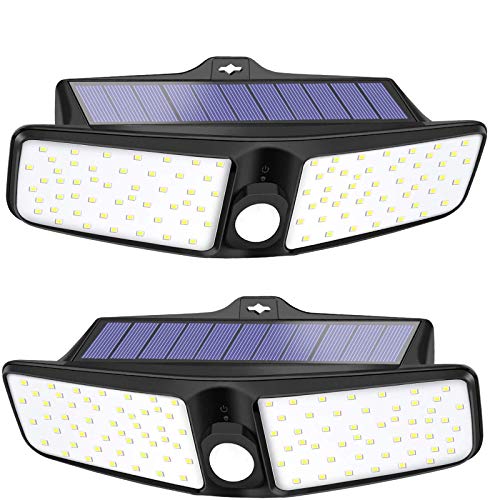 VOSONX Solar Motion Sensor Lights Outdoor?Solar Powered Security Light Waterproof LED Outdoor Lights Super Bright Solar Wireless Wall Lights for Garden Yard Deck Garage Fence Pool - Cold White 2 Pack