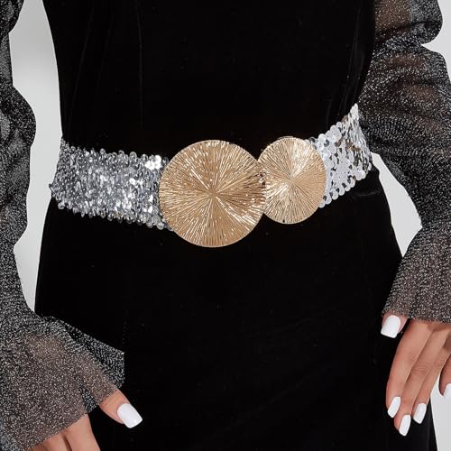 Fashionable Wide Belt For Female Formal Dresses Elastic Corset Belt Waist Shaping Cincher All Matching Waist Accessories Gold4