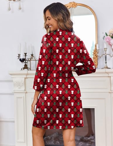 Image of Ekouaer Women's Robes Lightweight 3 /4 Sleeve Short Knit Bathrobe Soft Knee Length Sleepwear Robes with Pockets S-XXL