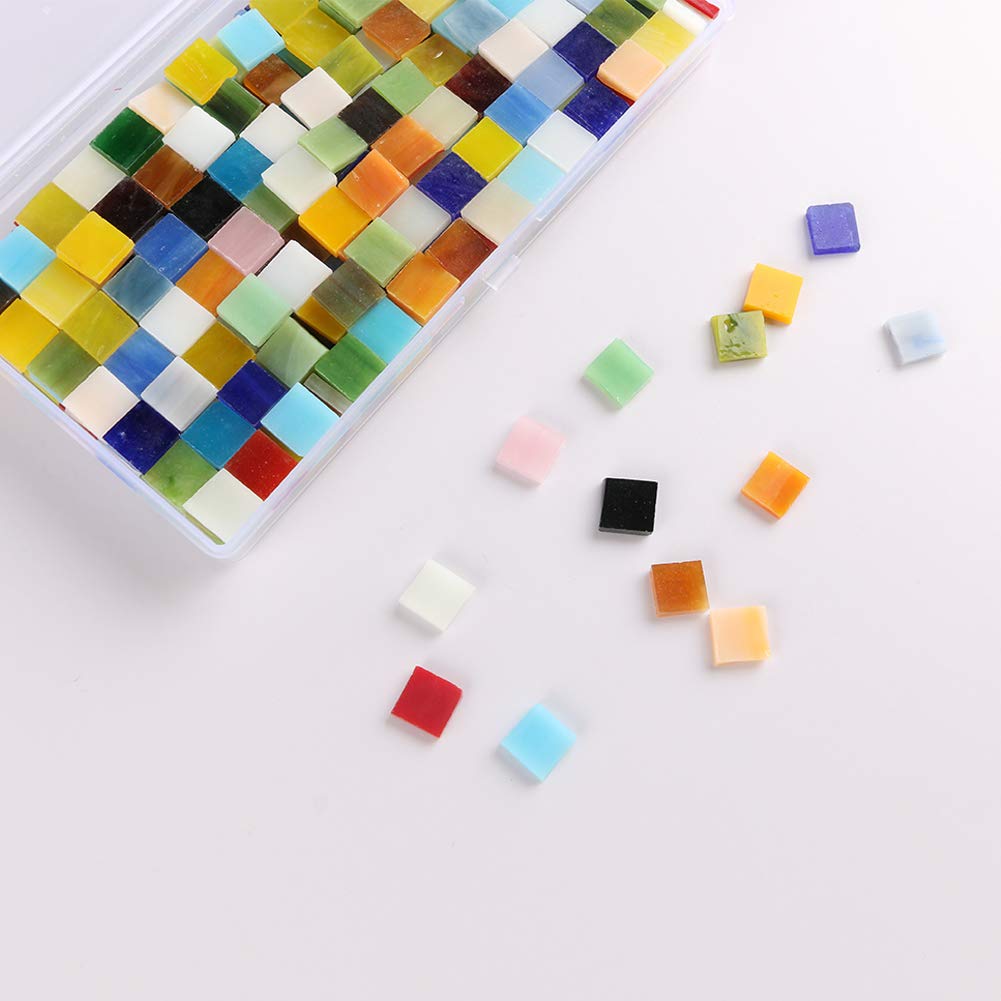 Azulejos de mosaico de vidrio vítreo de varios colores para decoración del hogar y suministros de manualidades, 0.4 x 0.4 pulgadas, 500 piezas, 10.58 oz 8