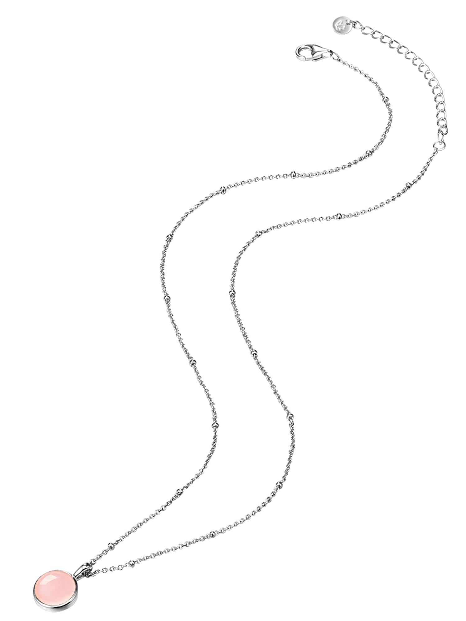 Glanzstücke Damen-Halskette 925/- Sterling Silber mit Edelstein-Anhänger | Rosenquarz,rosa,Edelsteinkette,für,Frauen,Heilsteine,Kette mit Anhänger,Silberkette