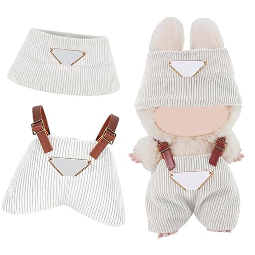 Cute Doll Clothes for labubu Design Outfit Blind Mystery Box Accessories Mini La Boo-Boo Blah Bu Bu BuLafufu Ropa Plush Stuff Dress Overalls Pajamas Hoodie Trend White
