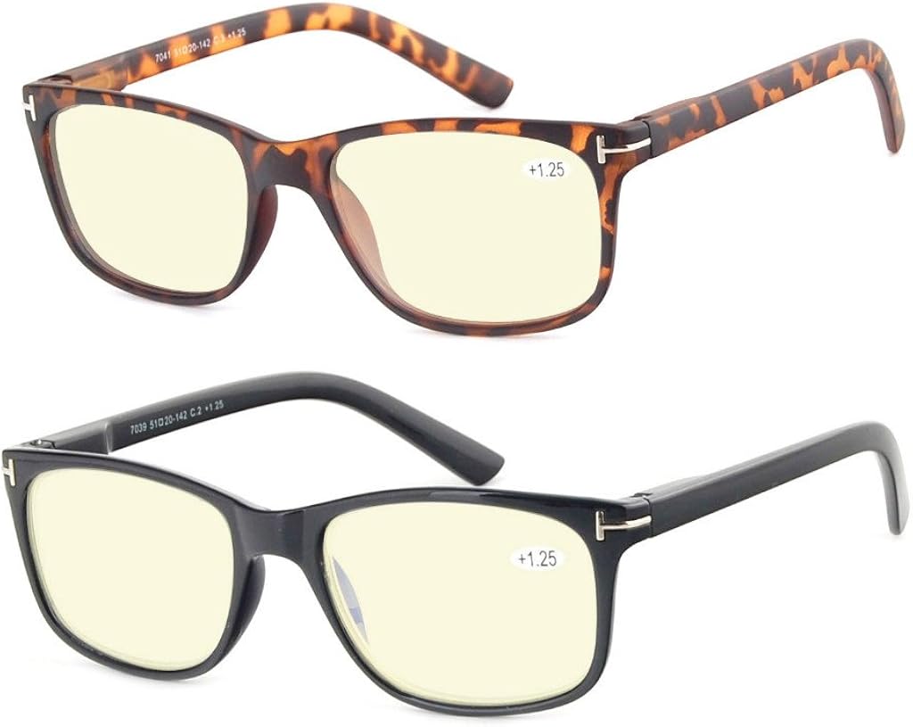 Computer Glasses Set of 2 Anti Glare Anti Reflection Stylish Comfortable Spring Hinge Frames for Men and Women
