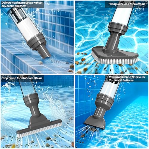 Image of 4 in 1 Cordless Rechargeable Small Pool Vacuum spa hot tub (Gray White)