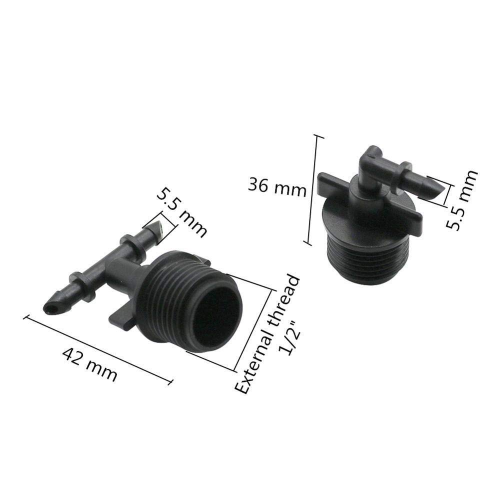 Raccordi per Tubi Flessibili perdite Thread Maschio da 1/2 "a 4mm Tee Elbow Connettore Giardino Giardino Tubo Flessibile per Acqua 4/7mm Hose Interface Connectors Irrigation Tool 100pcs