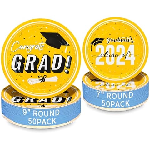 DYLIVeS 100 Pcs Graduation Party Plates Cover