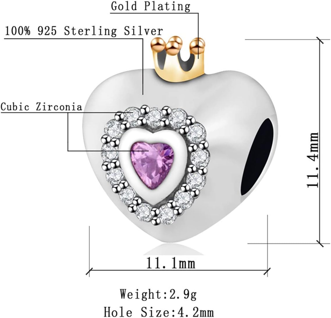 Valentines Day Charm-925 Sterling Silver Kissing Couple, Adoption Symbol, Princess Heart, Cupid's Arrow, Love Birds Pendant Beads, fits European Charms Bracelet, Gifts for Women/Bride/Daughter - Image 3