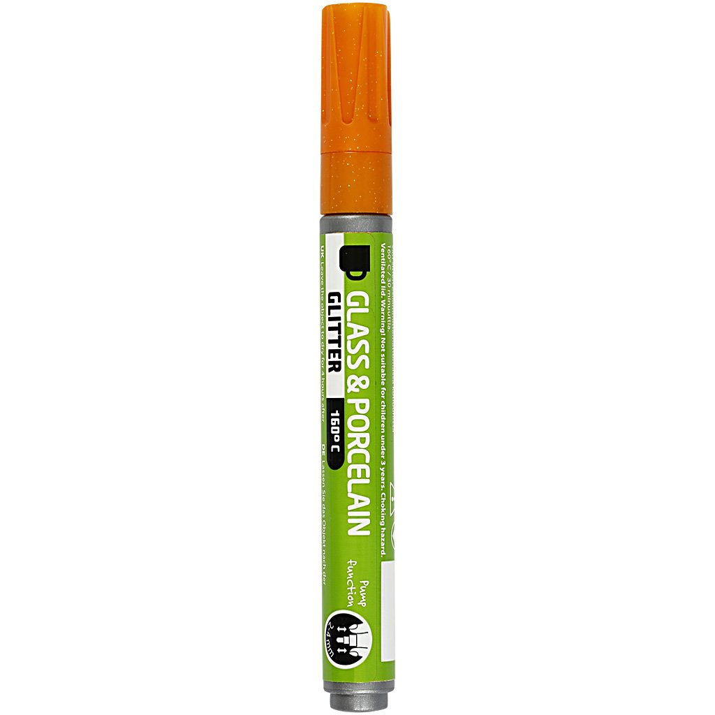 Creativ Company 1-Piece Glass and Porcelain Markers, Orange