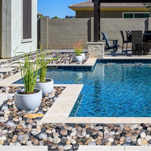 Image of Pulovin 40 lbs River Rocks for Plants, 2-3 Inch Decorative Garden Rocks Outdoor Landscaping, Large Polished Natural Stone for Walkways, Yard, Vases, Crafts