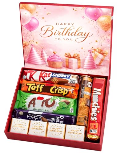Birthday Chocolate Gift Happy Birth day Chocolate Hamper Assorted Chocolate Bars with Birthday Neapolitans- Ready to Gift Birthdays Present for Women Friends Mum Sister