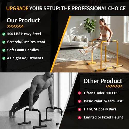Image of NEWBULIG Dip Bar Station, Adjustable Parallel Parallettes Bar with Soft High-Density Foam Handles, Heavy Duty Dip Stands Workout Equipment for Home, Gym, Patio, Office
