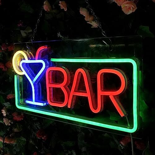 Neon Bar Sign, USB Powered Bar Neon Sign, Bright Bar Neon Light Sign