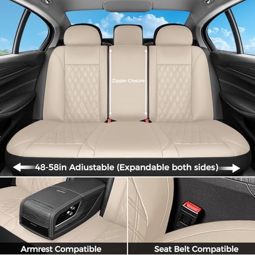 Image of FLORICH Car Seat Covers Full Set, Leather Seat Covers for Cars, Waterproof Car Seat Protector Breathable, Universal Automotive Seat Covers, Front and Rear Car Seat Cover Fit for Most SUV Pick-up Truck