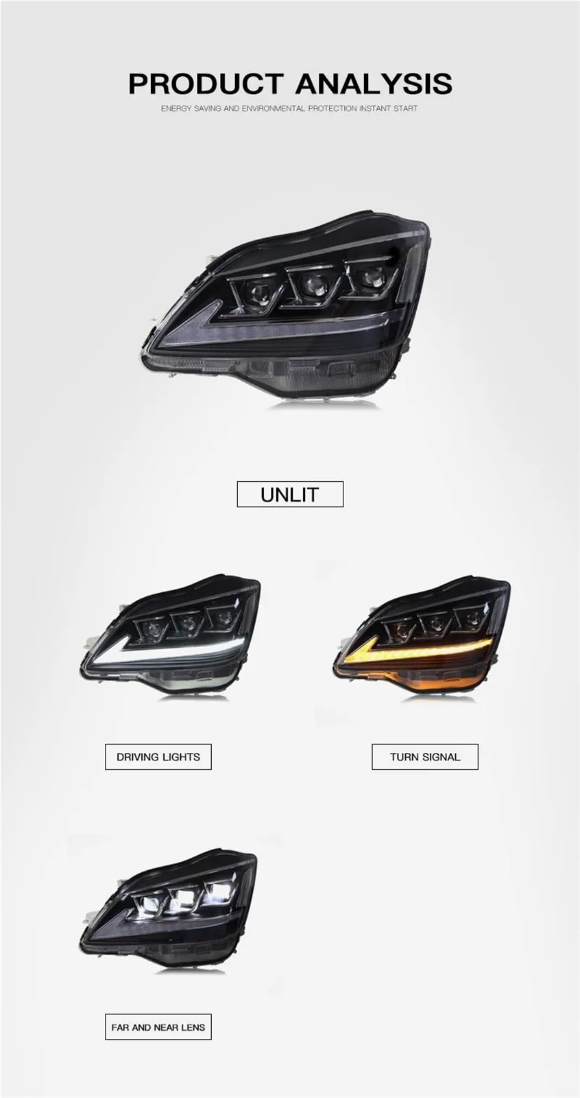 Gruppo fari per Auto per Toyota Crown 2003-2009, fari DRL dinamici con indicatori di direzione, fari Anteriori Plug And Play.
