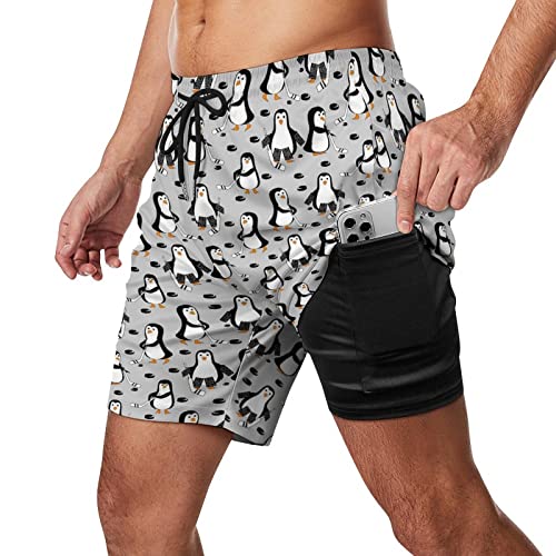 Penguin Hockey Men's Swim Trunks Beach Board Shorts Quick Dry Bathing Suits with Liner2
