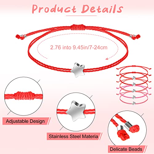 Cunno 50 Pcs Star Shaped Friendship Bracelet Adjustable Wish Bracelet for BFF Women Men Girls Kids Christmas Gifts2