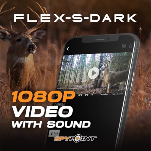 SPYPOINT Flex-S-Dark Solar Cellular Trail Camera – Built-in Solar Panel, 40MP Photos, 1080p Videos + Sound, No-Glow Game Camera, Night Vision, Motion Activated Trail Cam
