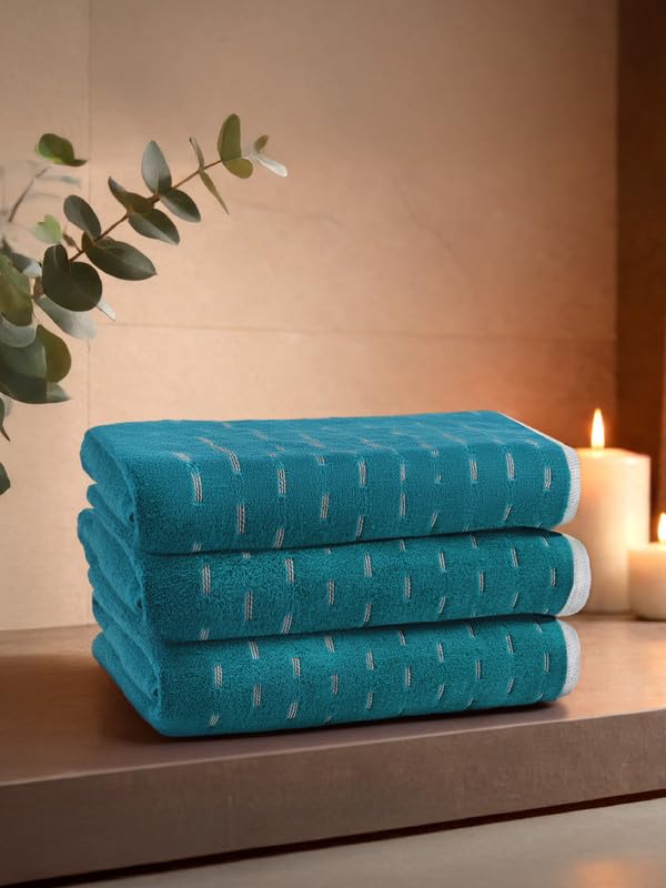 Spaces Airsoft 100% Cotton 450 GSM Dobby Weave Solid Premium Bath Towel | Super Absorbent, Quick Dry & Ultra Soft - 75 x 150 Cm - Dark Teal-picture-22
